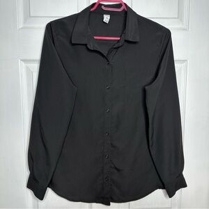 Old  Navy Button Up Blouse Semi Sheer Black Size Small